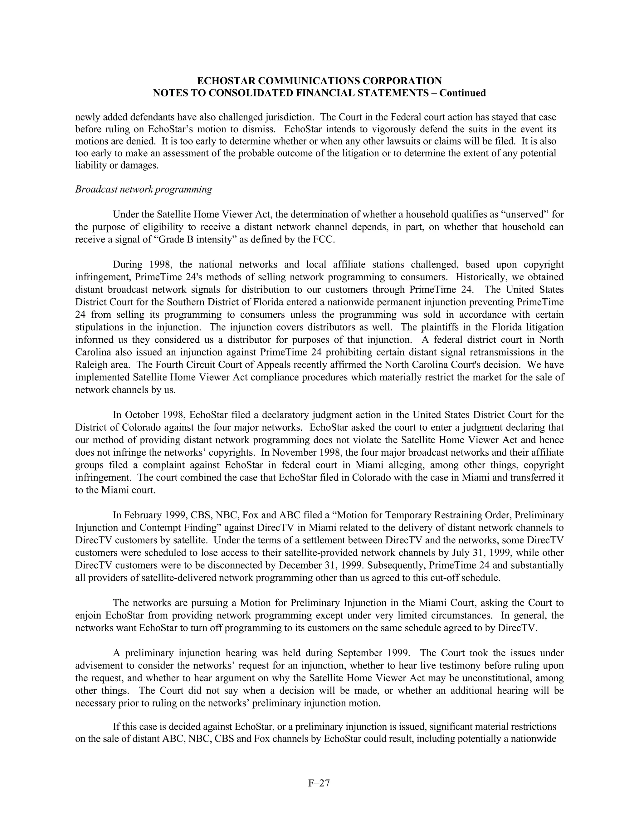 dish network annual reports 1999