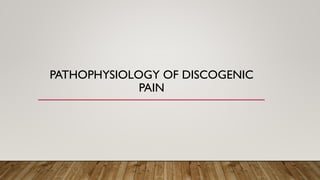 PATHOPHYSIOLOGY OF DISCOGENIC
PAIN
 