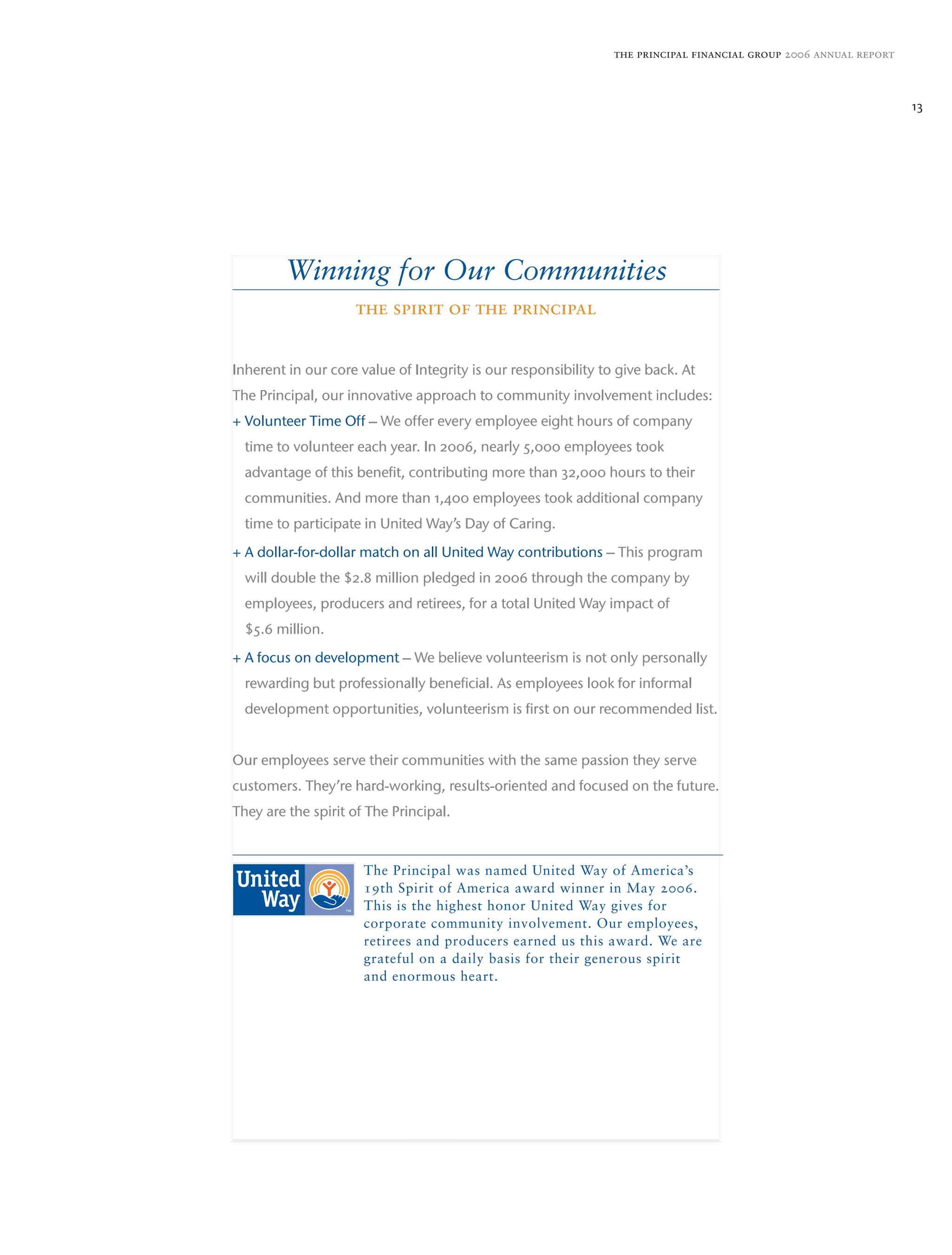 principal financial 2006 annual report