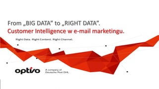 From „BIG DATA” to „RIGHT DATA”. 
Customer Intelligence w e-mail marketingu.  