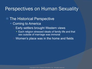 Perspectives on Human Sexuality <ul><li>The Historical Perspective </li></ul><ul><ul><li>Coming to America </li></ul></ul>...