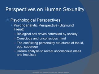 Perspectives on Human Sexuality <ul><li>Psychological Perspectives </li></ul><ul><ul><li>Psychoanalytic Perspective (Sigmu...