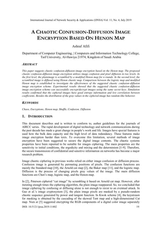 A CHAOTIC CONFUSION-DIFFUSION IMAGE ENCRYPTION BASED ON HENON MAP | PDF