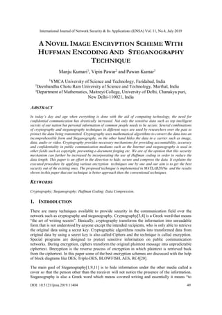 A NOVEL IMAGE ENCRYPTION SCHEME WITH HUFFMAN ENCODING AND STEGANOGRAPHY ...