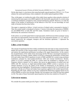 ANALYSIS OF FRACTIONALLY SPACED WIDELY LINEAR EQUALIZATION OVER ...