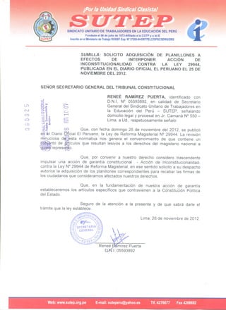 OFICIO REMITIDO AL TRIBUNAL CONSTITUCIONAL