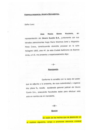 Denuncia de Clarín contra periodistas, funcionarios y organizaciones