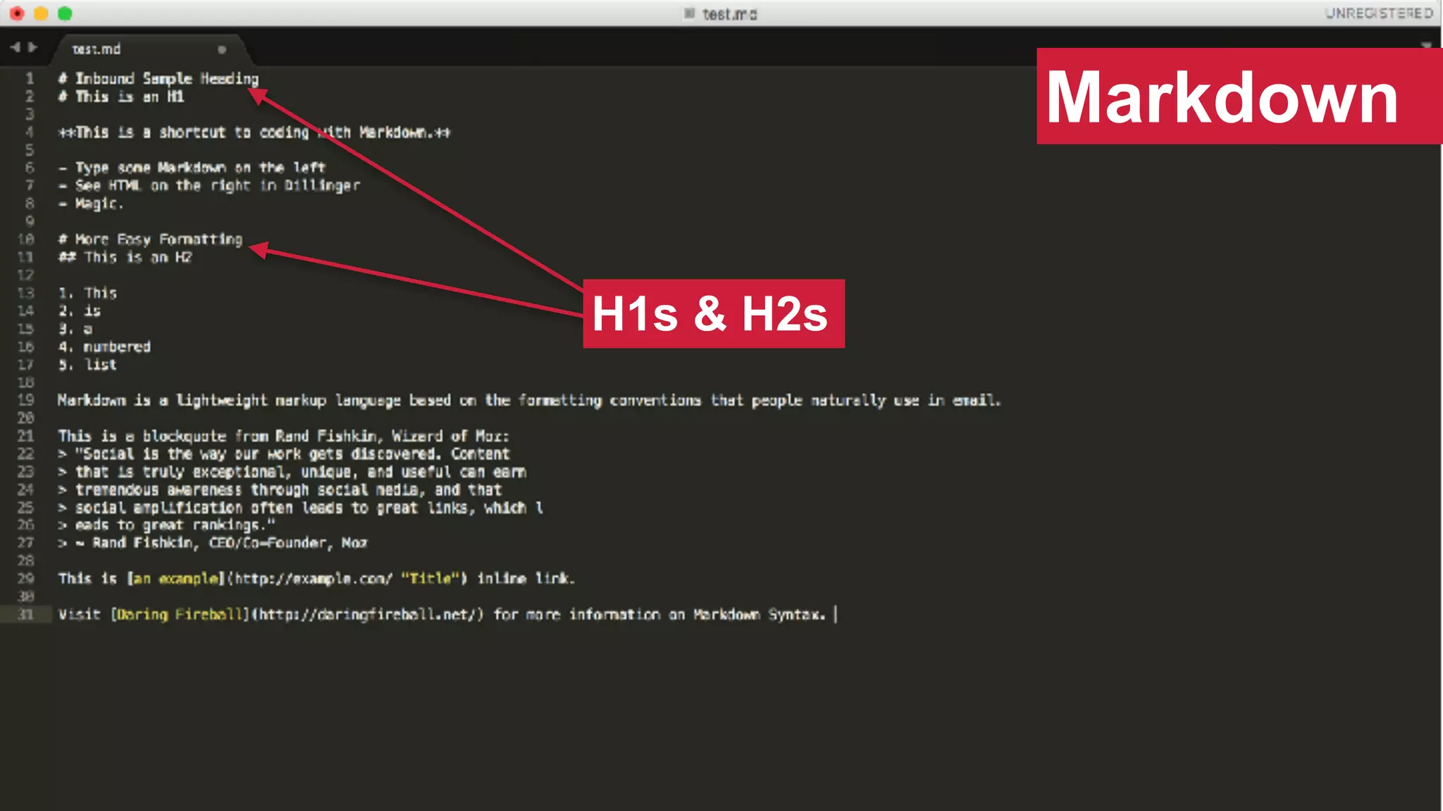 @SWallaceSEO | #INBOUND17
H1s & H2s
Markdown
 