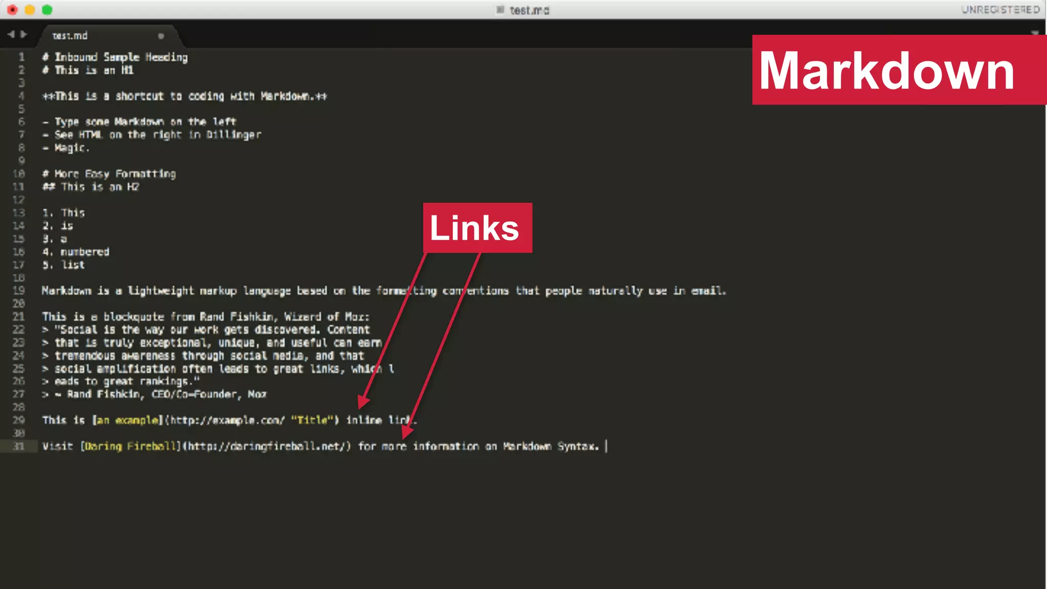 @SWallaceSEO | #INBOUND17
Links
Markdown
 
