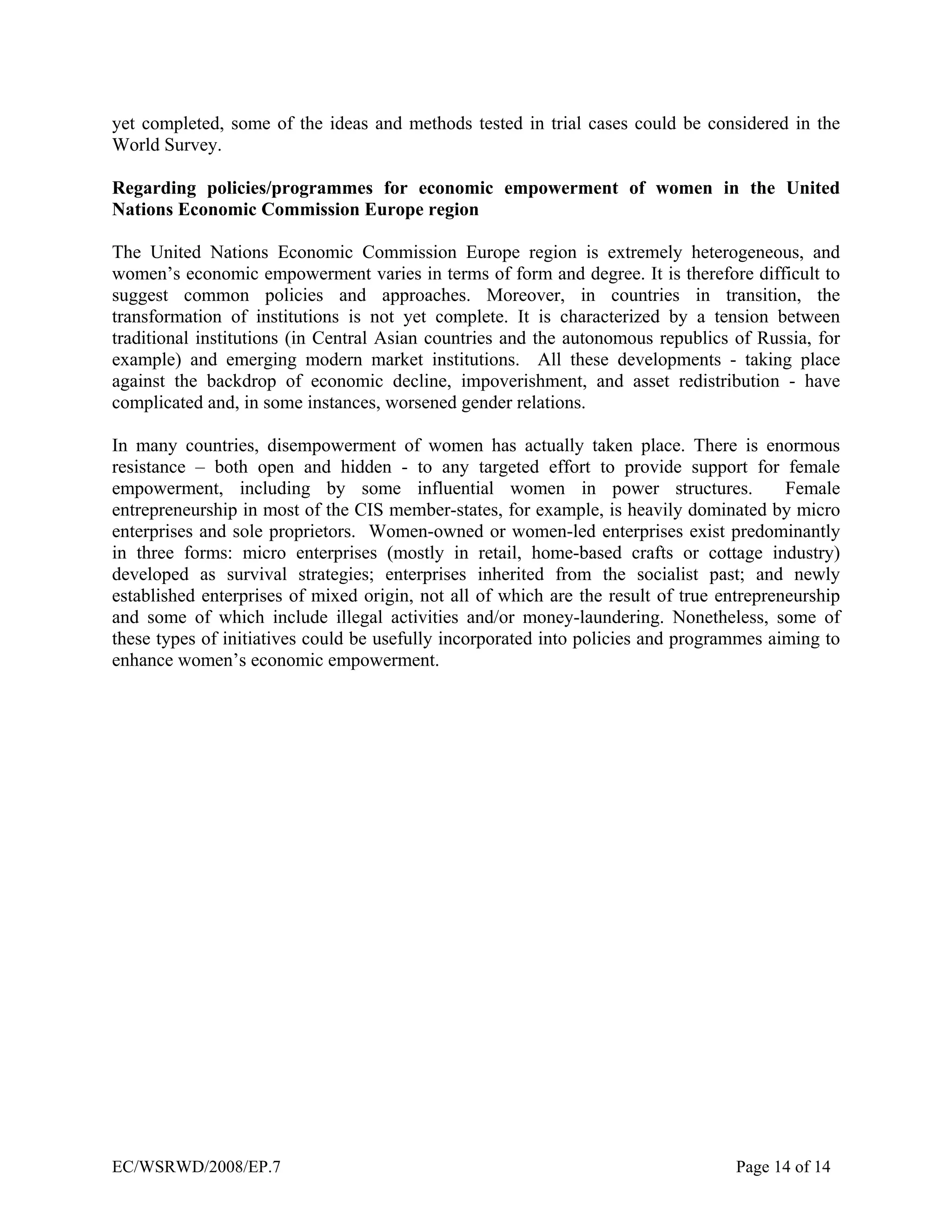 Women’s economic empowerment