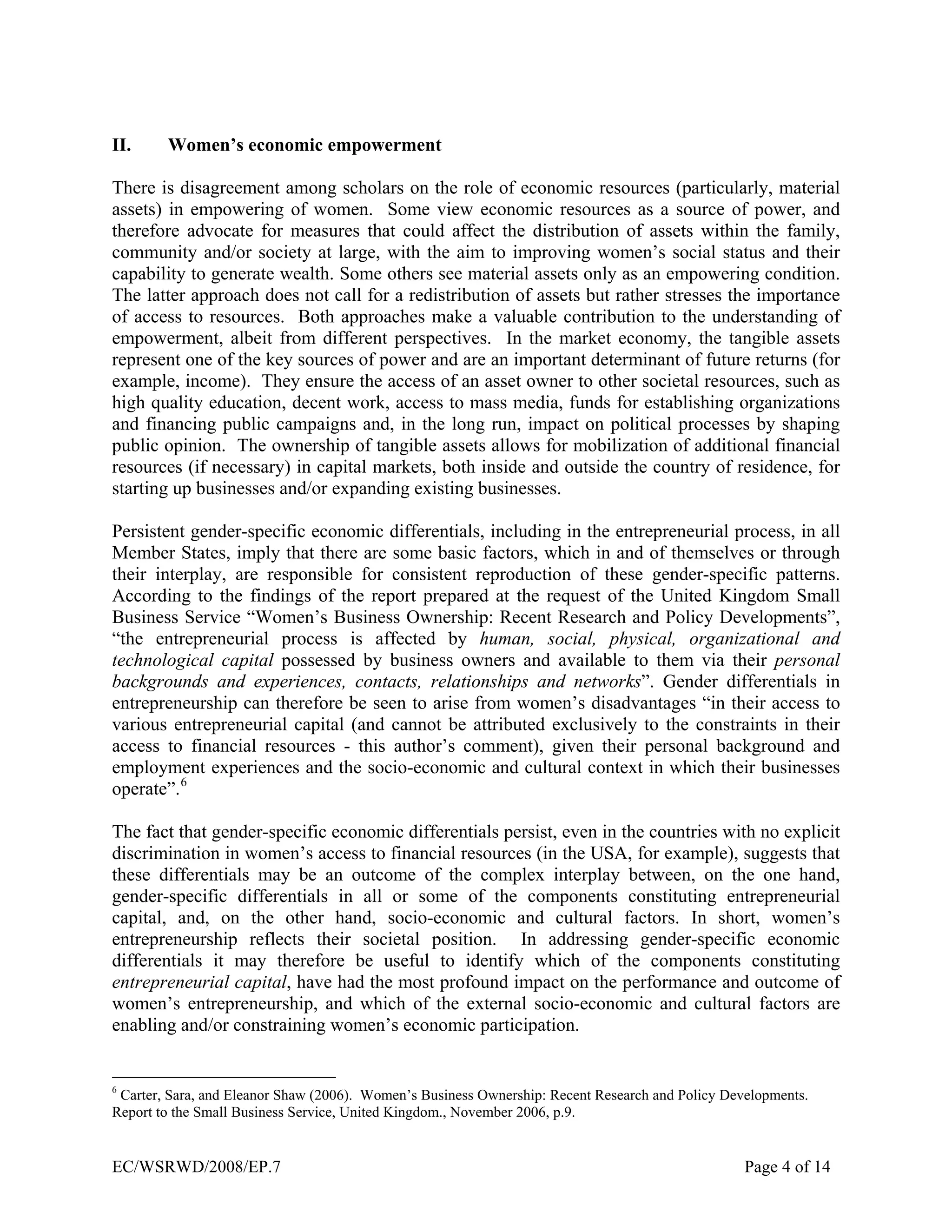 Women’s economic empowerment