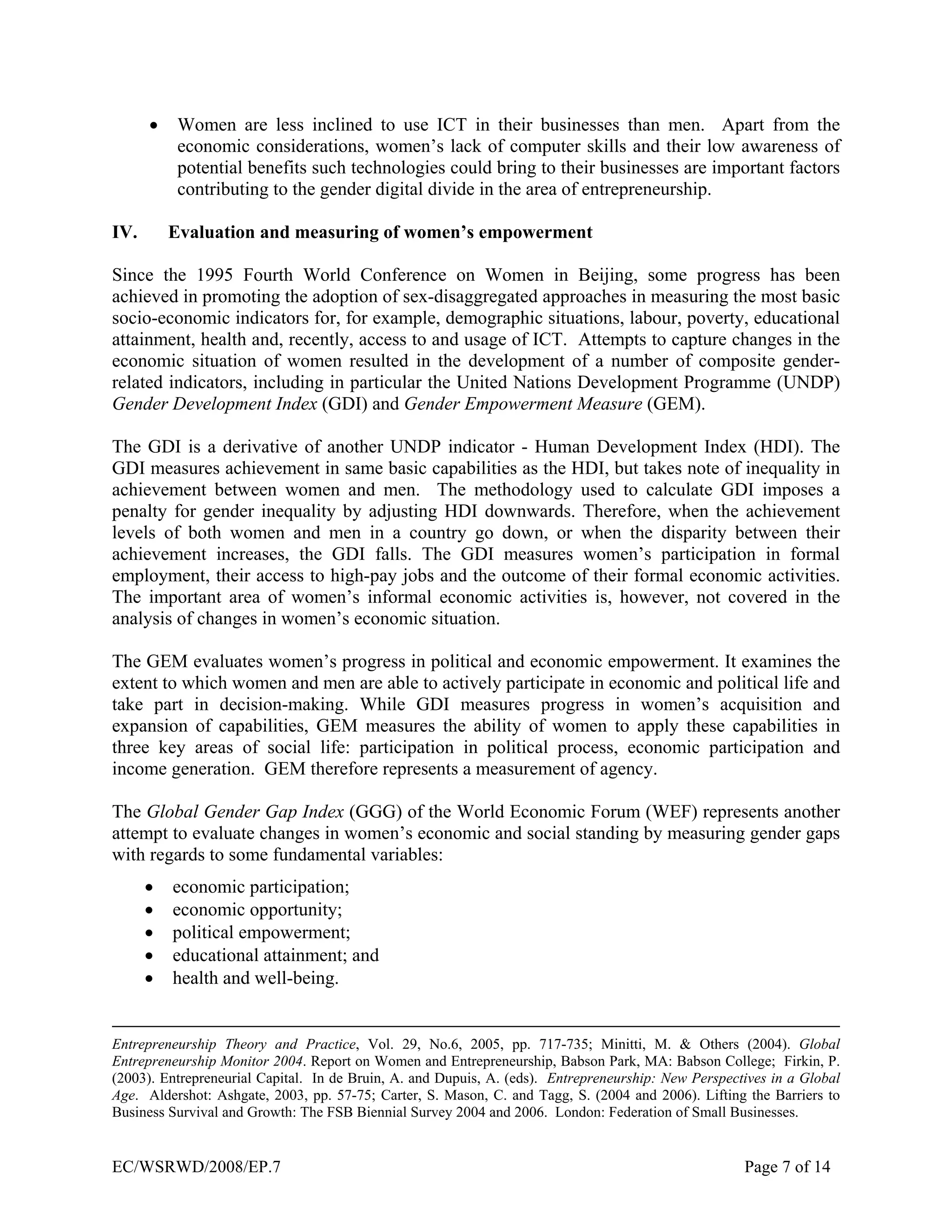 Women’s economic empowerment