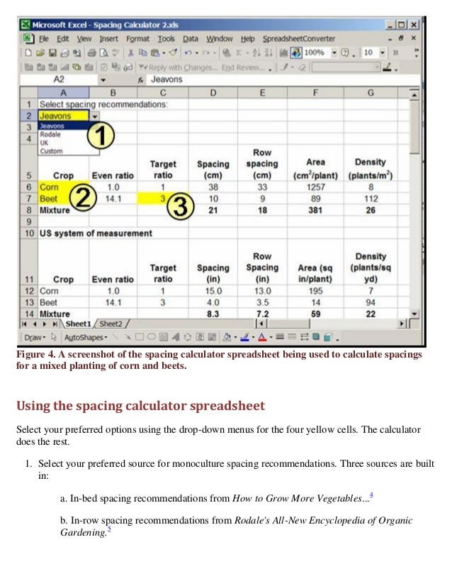 Companion Planting Spacing Calculator Spreadsheet