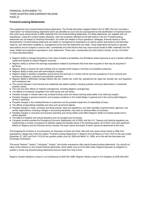 regions 3Q 08 SUPP 1