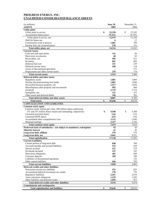 progress energy Q2 2005 earnings release