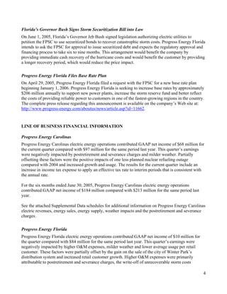 progress energy Q2 2005 earnings release