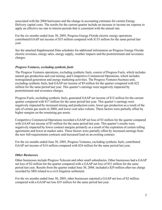 progress energy Q2 2005 earnings release