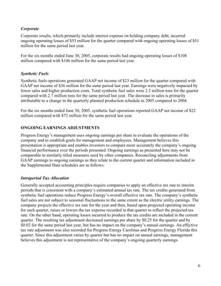 progress energy Q2 2005 earnings release