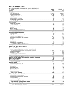 progress energy Q2 04 earnings release