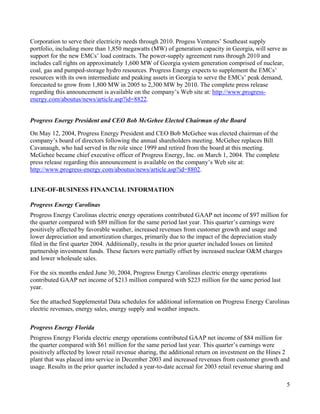 progress energy Q2 04 earnings release