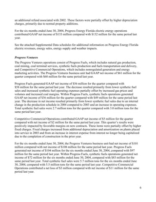 progress energy Q2 04 earnings release