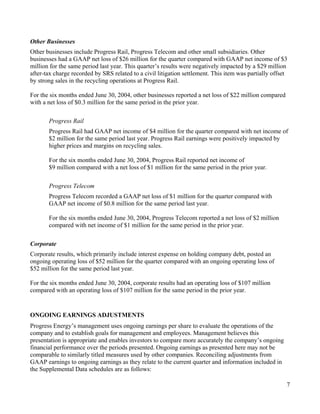 progress energy Q2 04 earnings release