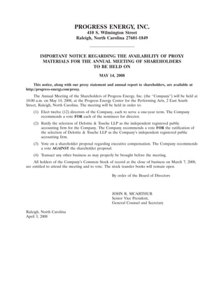 progress-energy 2008 proxy
