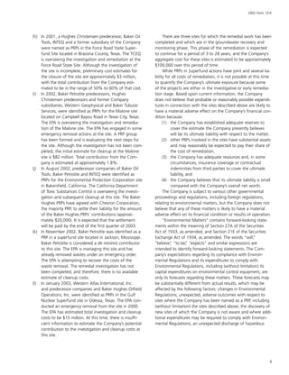 baker hughes  Annual Report 2002