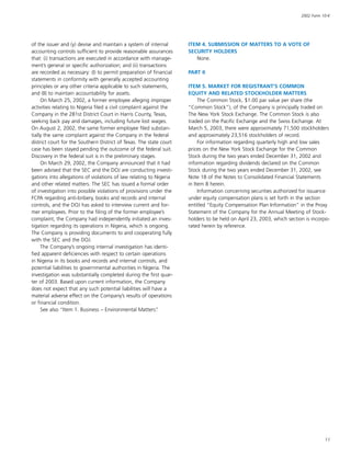 baker hughes  Annual Report 2002