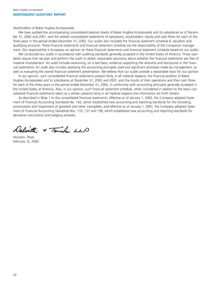 baker hughes  Annual Report 2002