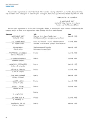 baker hughes  Annual Report 2002