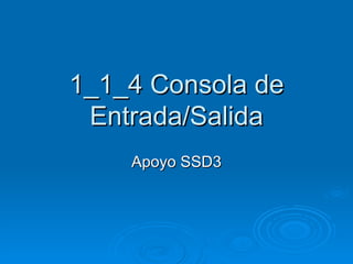 1_1_4 Consola de Entrada/Salida Apoyo SSD3 