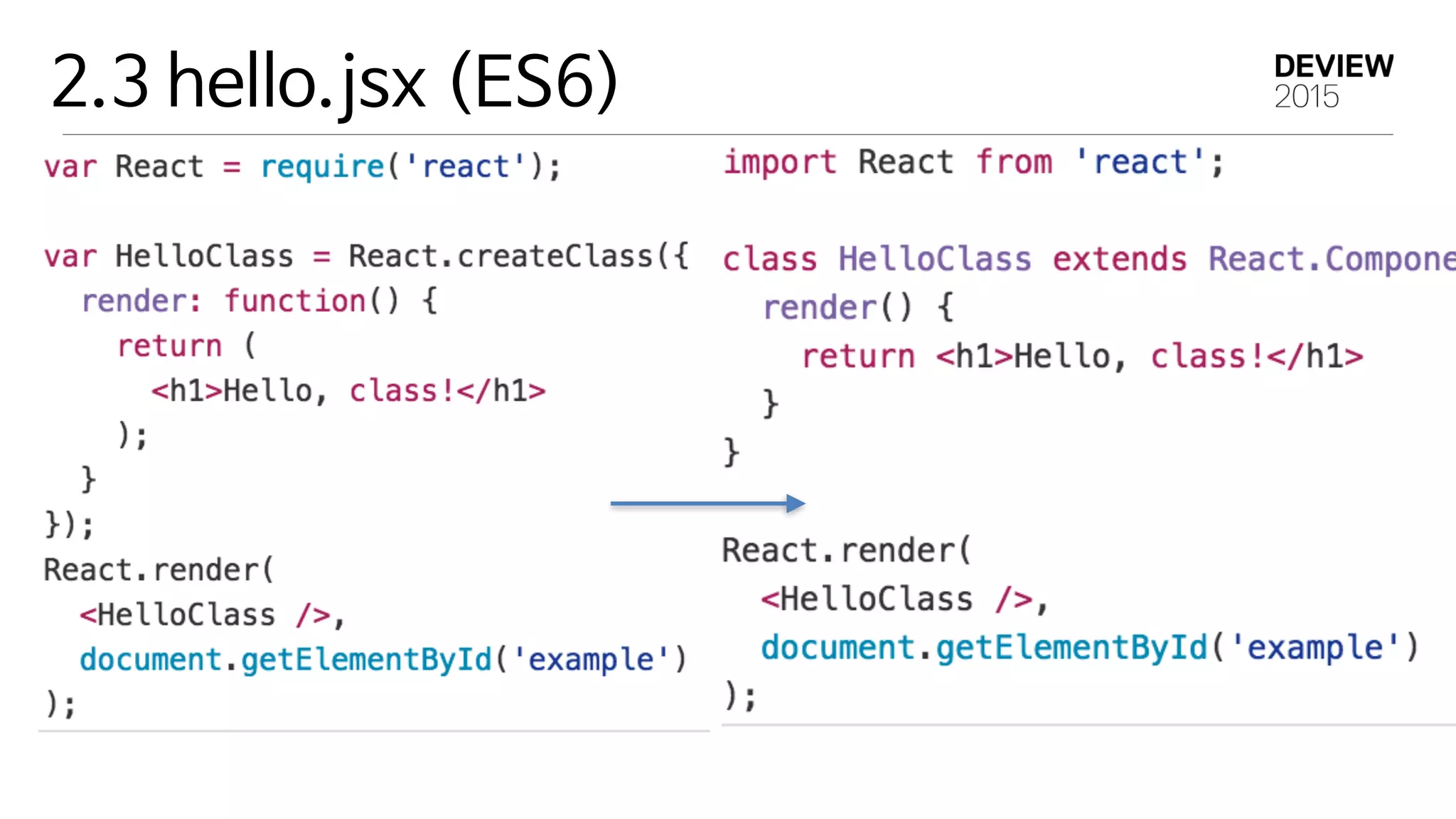 2.3 hello.jsx (ES6)
 