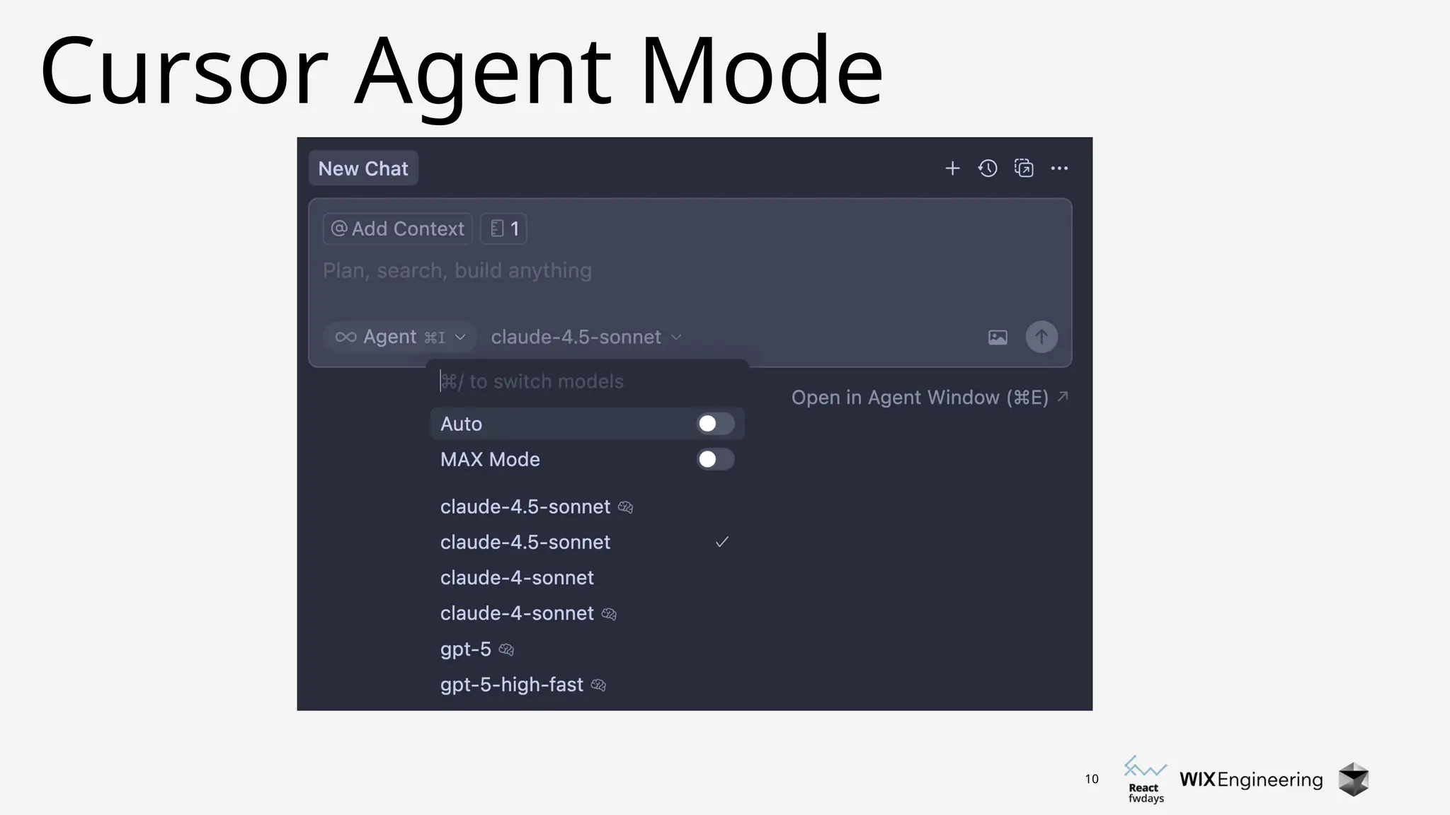10
Cursor Agent Mode
 