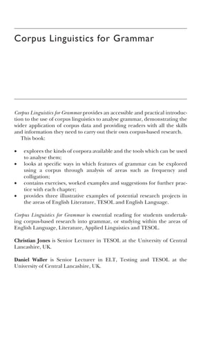 (Ebook) Corpus linguistics for grammar: a guide for research by ...