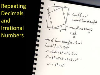 Repeating
Decimals
and
Irrational
Numbers
 