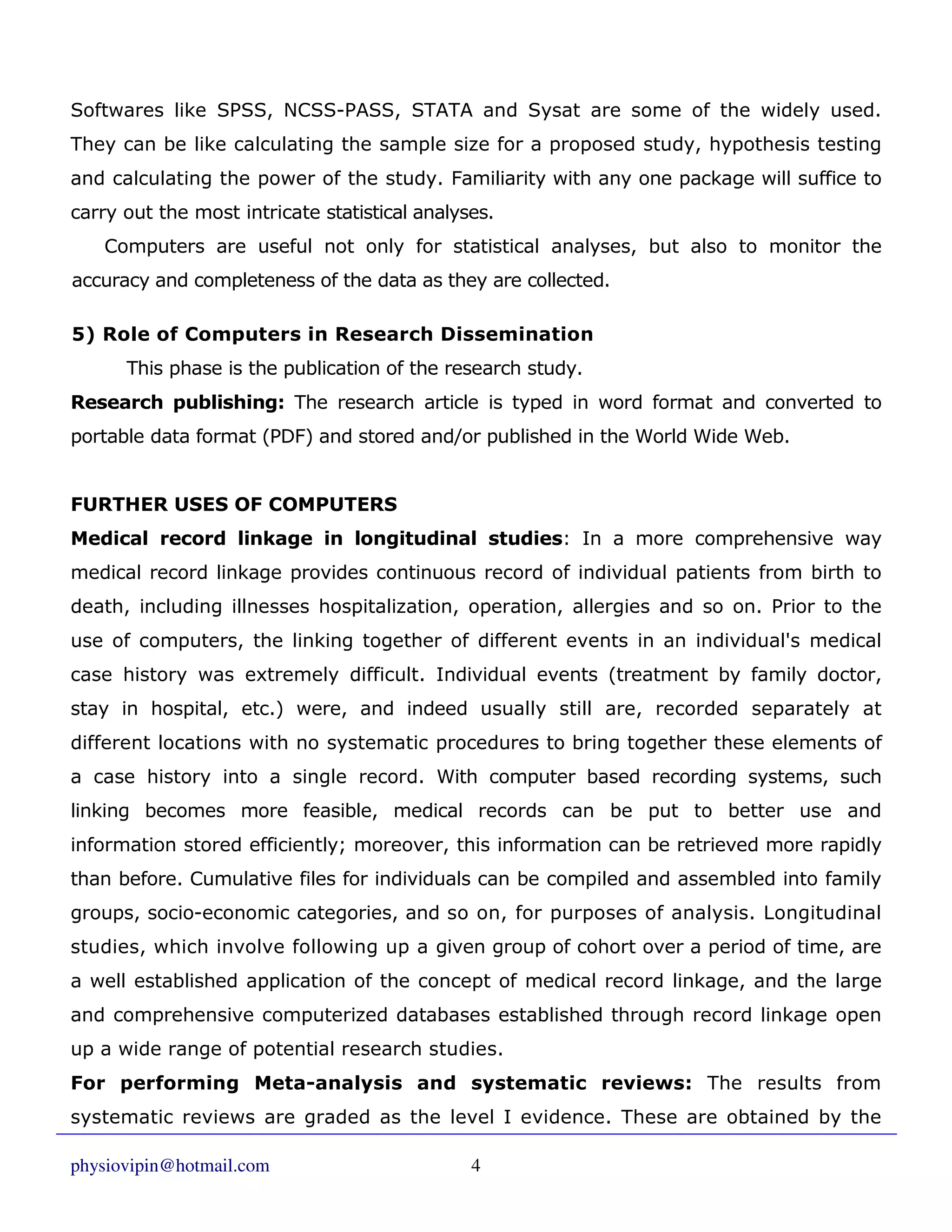 Role of computers in research | PDF