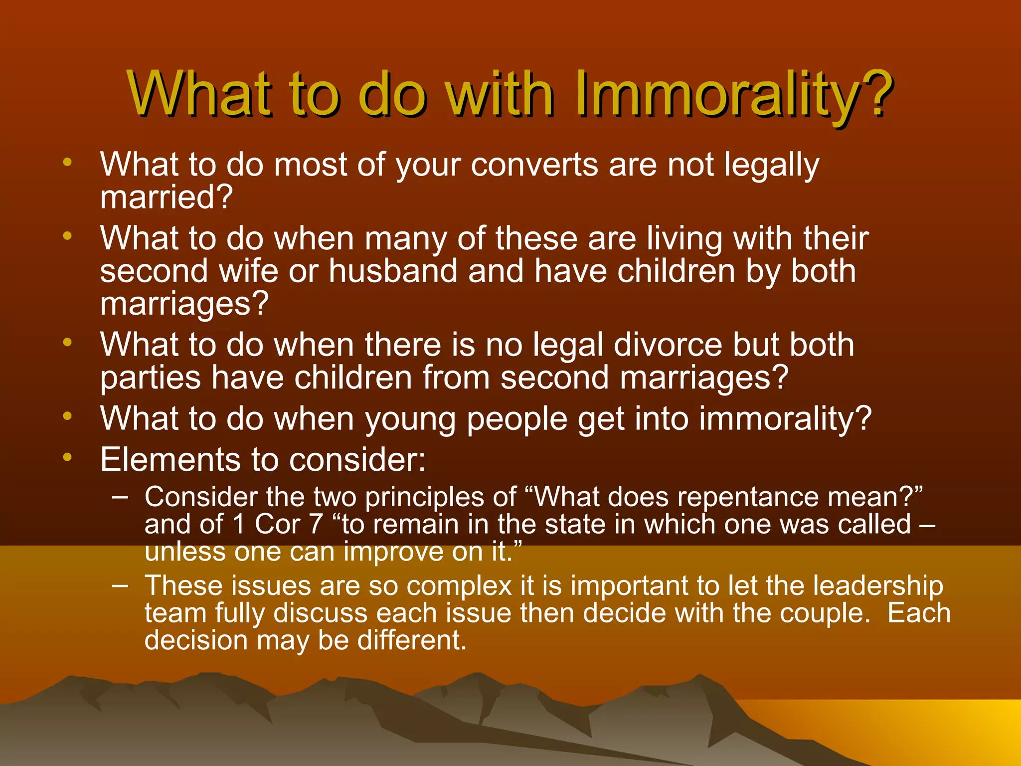 The Flight Into Inmorality Church in the Midst of the Culture of Poverty | PPT