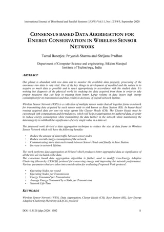 CONSENSUS BASED DATA AGGREGATION FOR ENERGY CONSERVATION IN WIRELESS ...