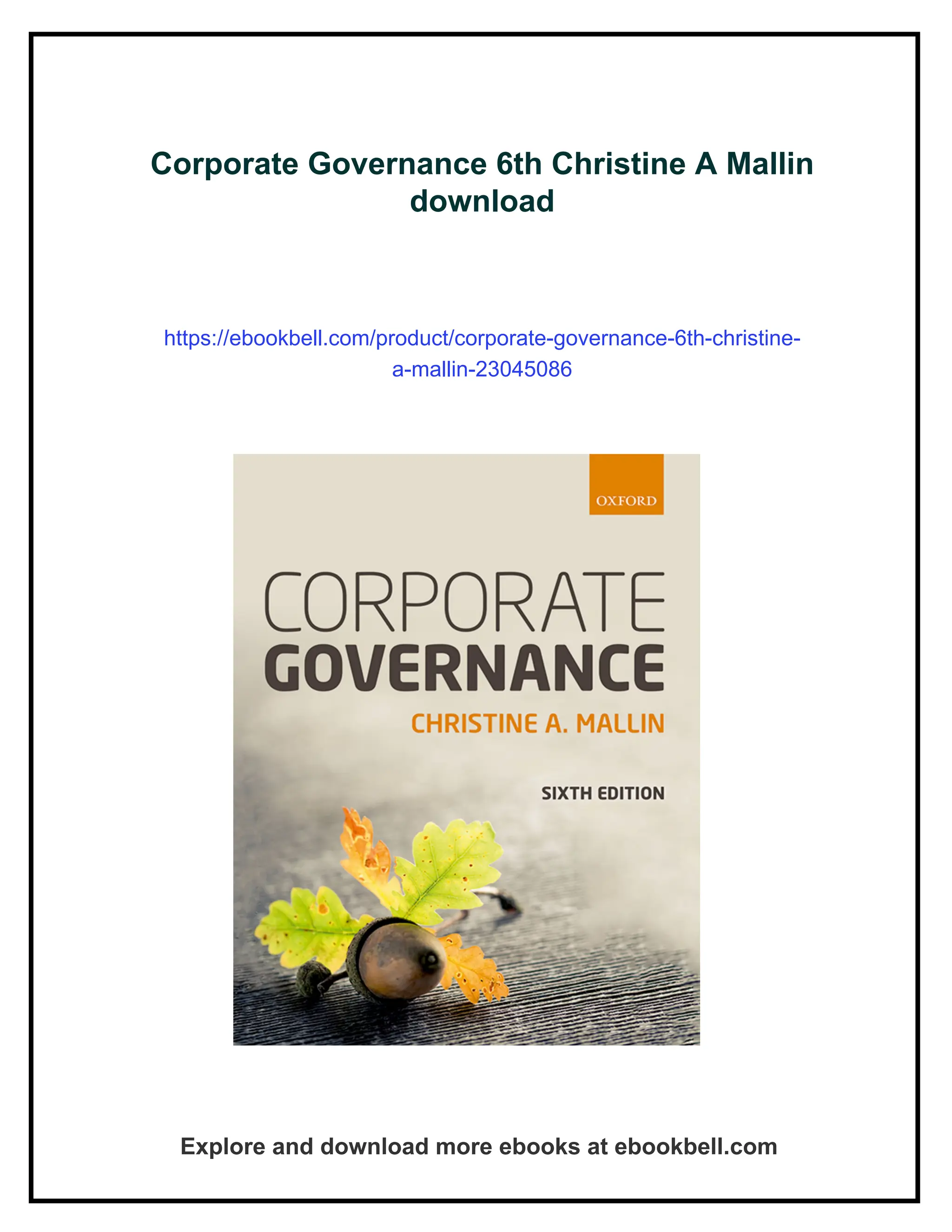 Corporate Governance 6th Christine A Mallin | PDF
