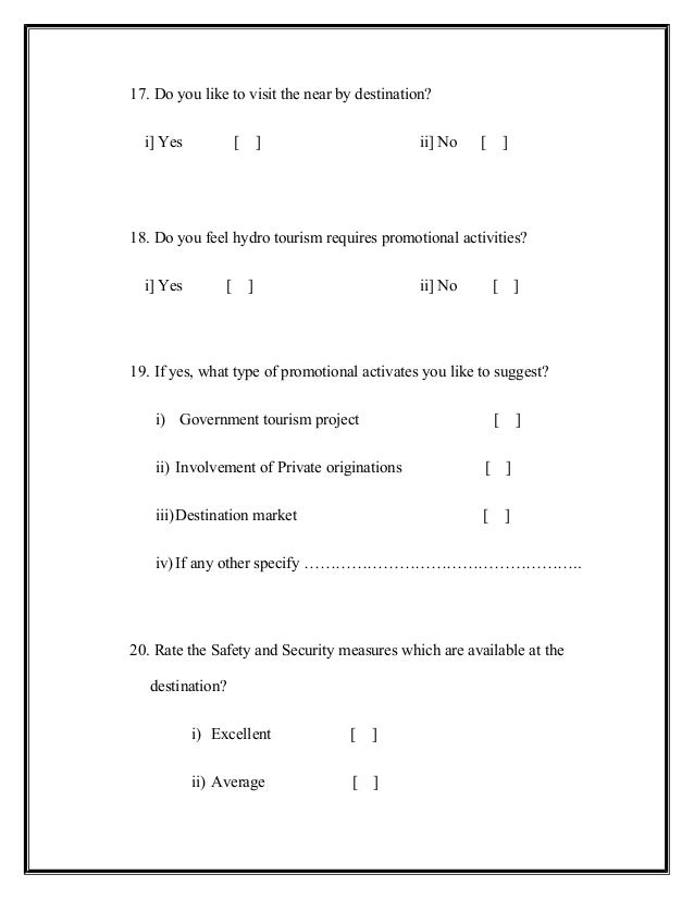 Questionnaires To Tourist Questionnaires To Tourist