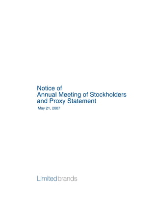 Notice of
Annual Meeting of Stockholders
and Proxy Statement
May 21, 2007
 