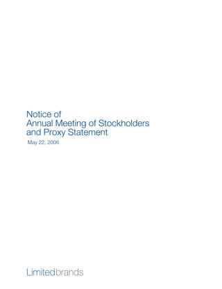Notice of
Annual Meeting of Stockholders
and Proxy Statement
May 22, 2006
 