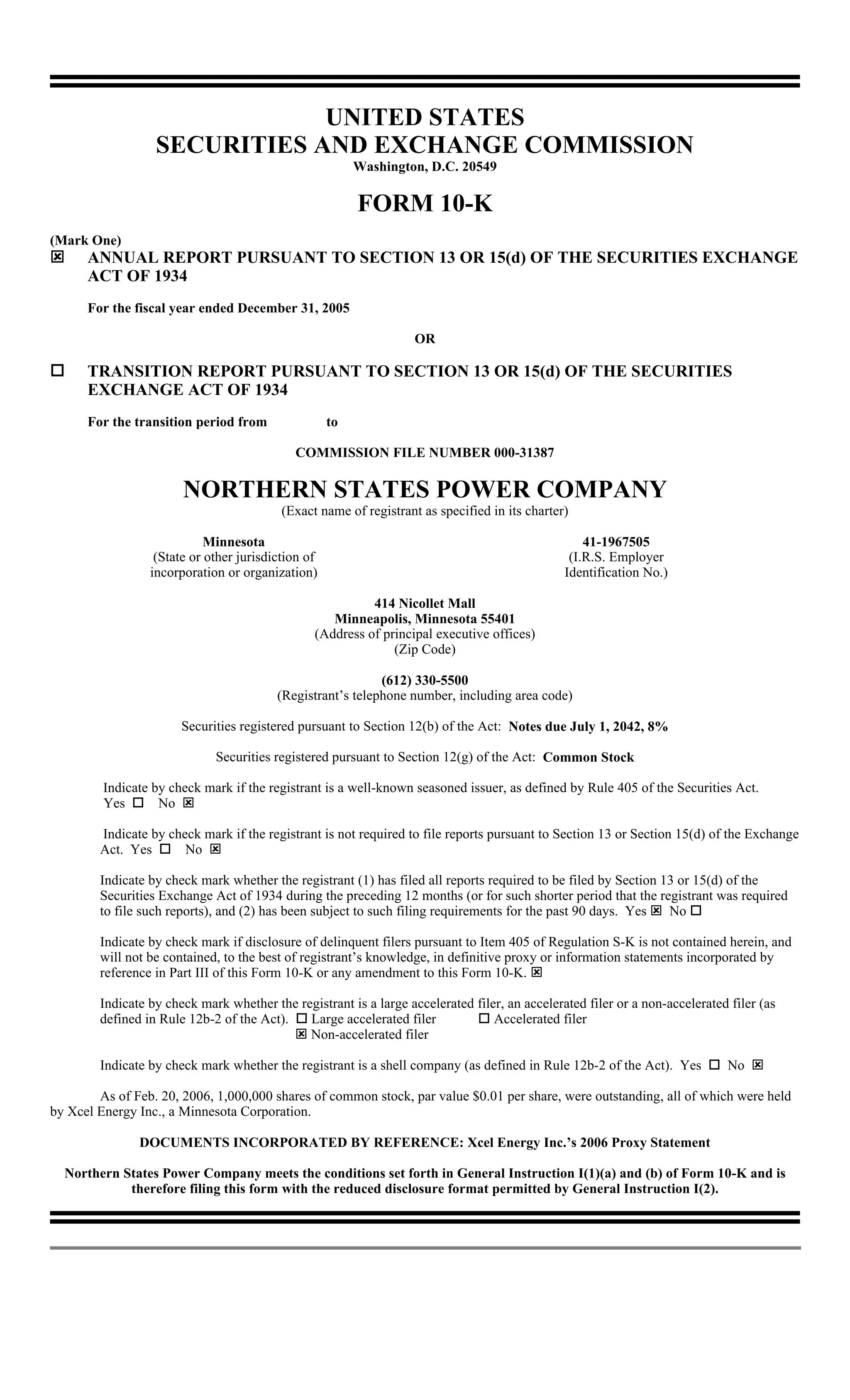 xcel energy NSP-MN_2005_10K