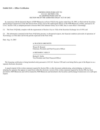 xcel energy 10q 2q03_util