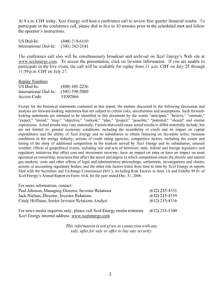 xcel energy 2007_Q2_Earnings_Release