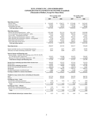 xcel energy 2007_Q2_Earnings_Release