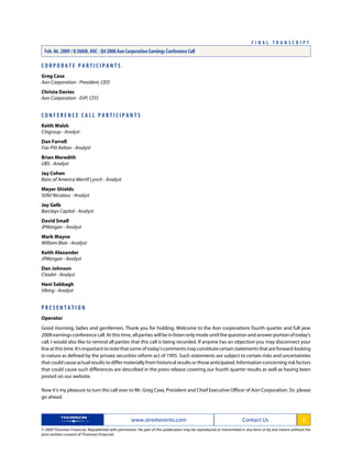aon Transcript Q4 08