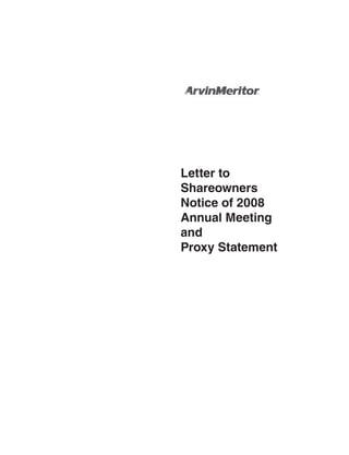 Letter to
Shareowners
Notice of 2008
Annual Meeting
and
Proxy Statement
 