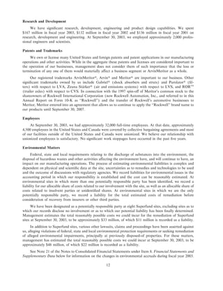 Arvinmeritor 2003 Annual Report